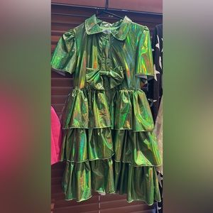 NWT Lola and the Boys Green Iridescent Party Dress - Girls Size 12